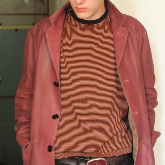 Vera Pelle Wine Leather Blazer (Made in Italy) European Size 50/US Large - Picture 4 of 8